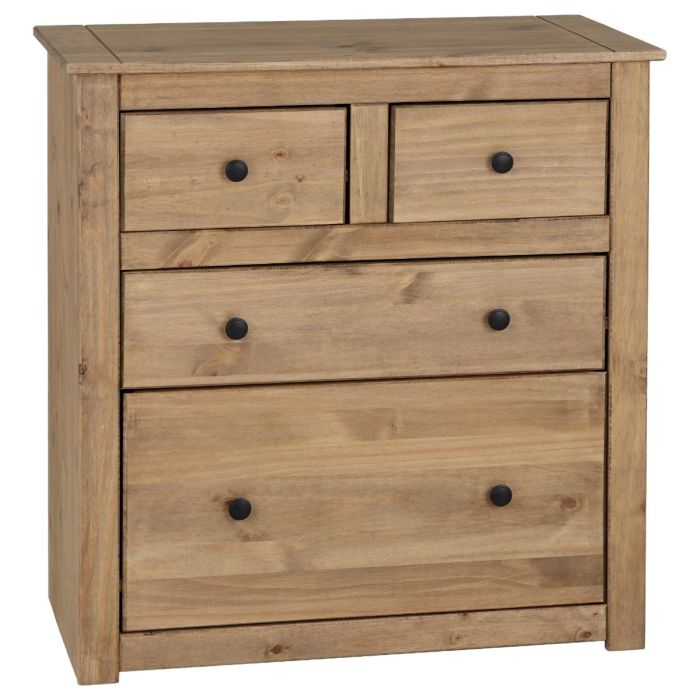 PRESTON I Natural Finish Chest of Drawers - Medium-sized, 4 Drawers