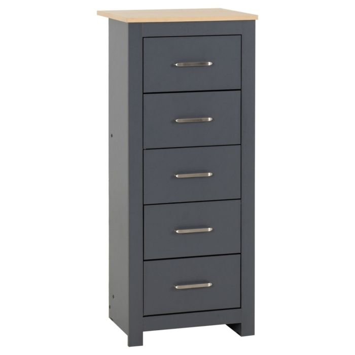 PORTLETHEN Grey Chest of Drawers - Tallboy, Medium-sized, 5 Drawers