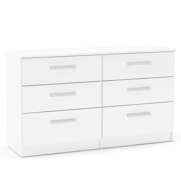 White Chest of Drawers - LYTHAM Large Chest  6 Drawers  Double Chest