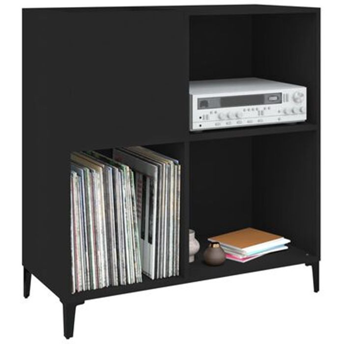 Record Cabinet Black 84.5x38x89cm Engineered Wood