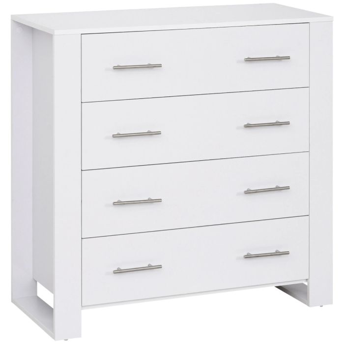 White Chest of Drawers - NORRIS Low Chest  4 Drawers
