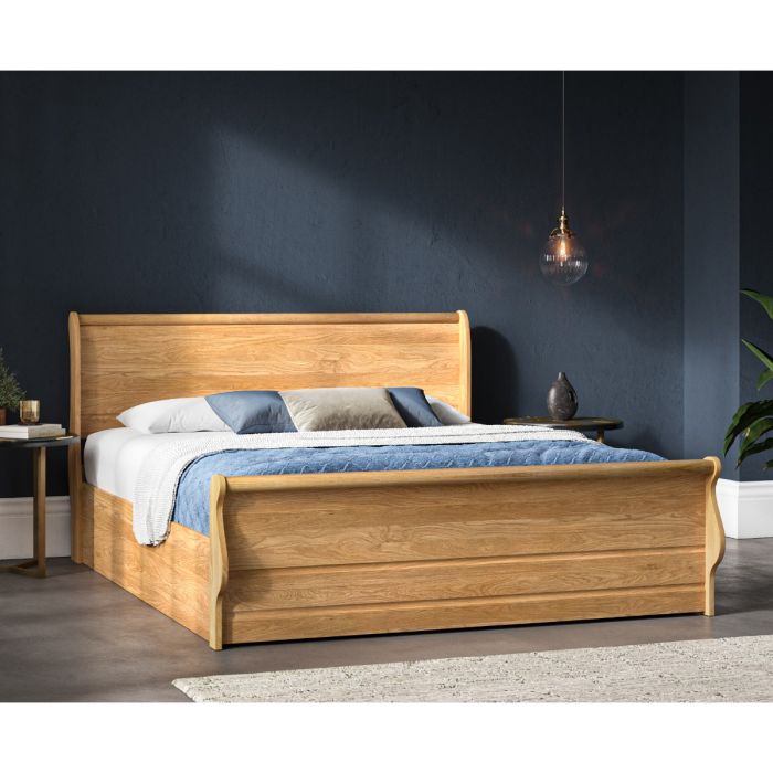 Windsor Solid Sleigh Ottoman Oak Bed Frame - Standard Double 4ft6