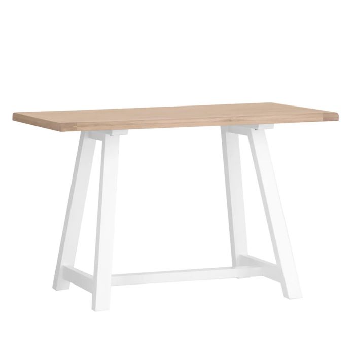Triston White Frame Fixed Top Dining Table - Oak