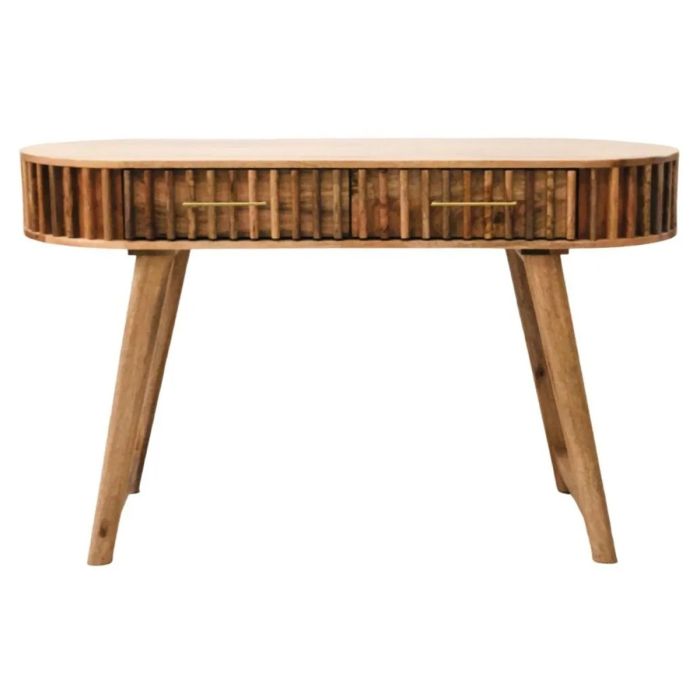 Crosby Mango Wood Slated Design 2 Door Console Table - Light Finish