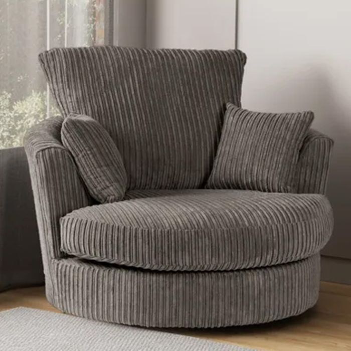 Swivel Chair - CORDURA Jumbo Cord Upholstered Chair Grey