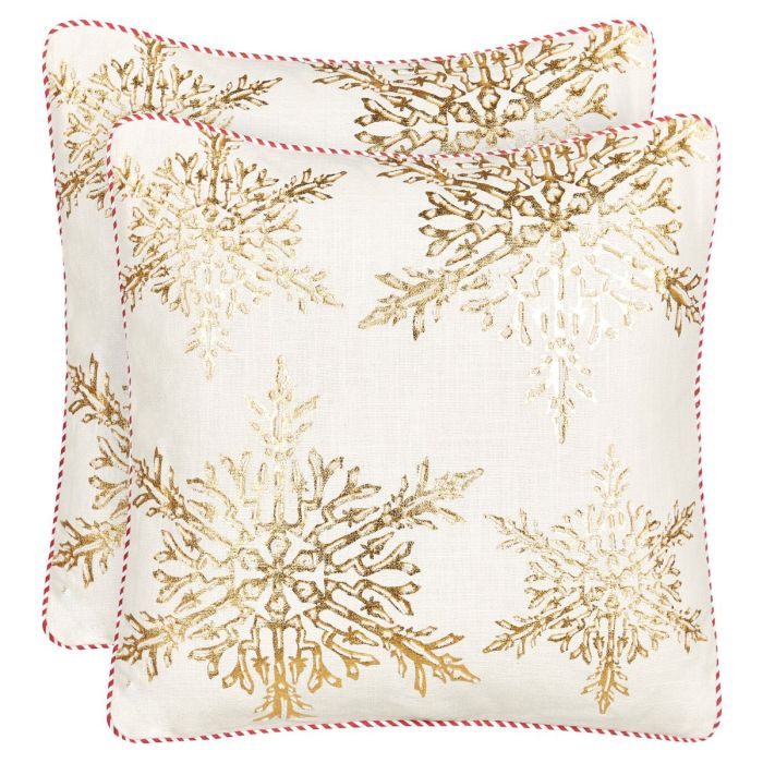 Stapelia Set of 2 Cotton Cushions Christmas Motif 45 x 45 cm - White and Gold