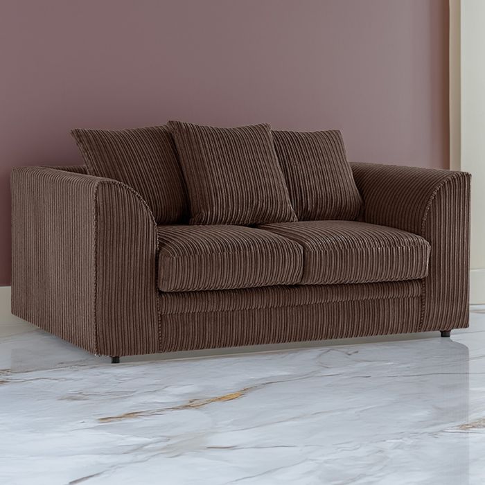 Desmond Jumbo Cord 2 Seater Scatterback Sofa - Chocolate Brown