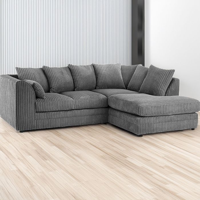 Desmond Jumbo Cord Corner Sofa - Grey