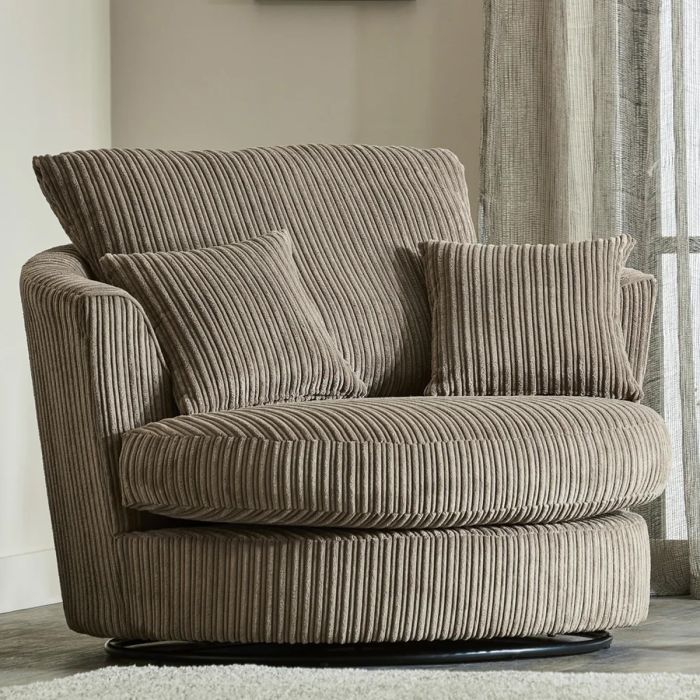 Desmond Jumbo Cord Upholstered Swivel Chair Coffee