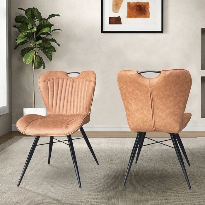 Crosby Camel Fabric Dining Chair Set of 2