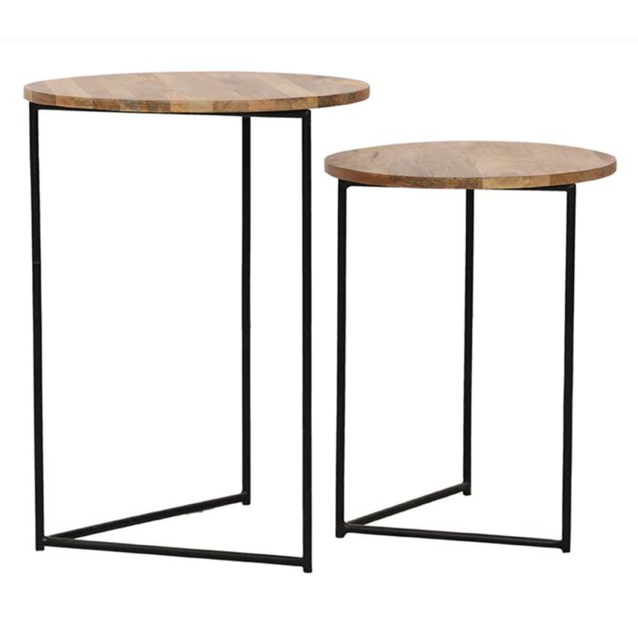 Crosby Metal Legs Mango Wood Twin Side Tables