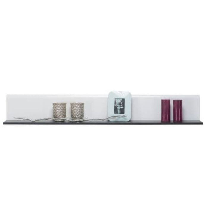 Bannister Wall Shelf - Gloss White and Black with Glass