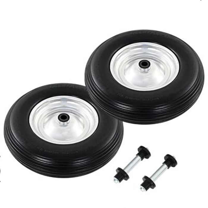 Wheelbarrow Wheels 2 Pcs with Axles Solid PU 4.00-8 390mm
