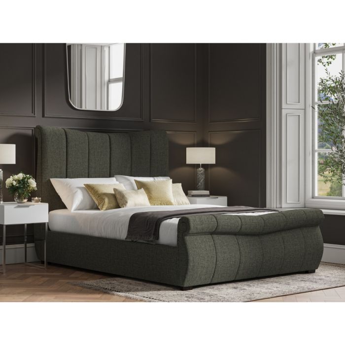 Bosworth Grey Linen Fabric Ottoman Bed - 5ft Kingsize
