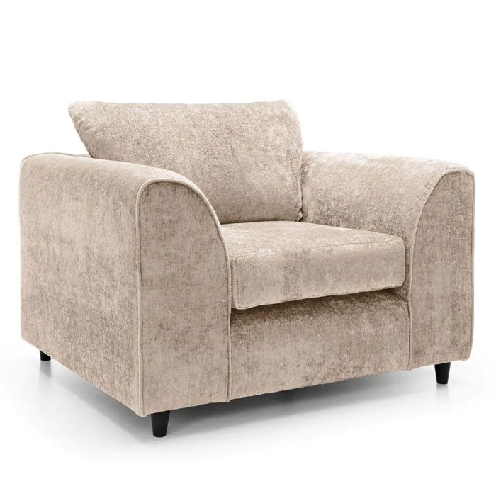 Armchair - HENRY Crushed Chenille Fabric Sofa Armchair - Cream