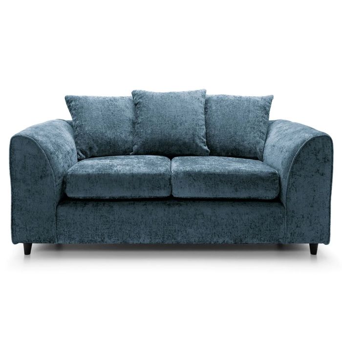 2 Seater Sofa - HENRY Crushed Chenille Fabric Sofa - Dark Blue