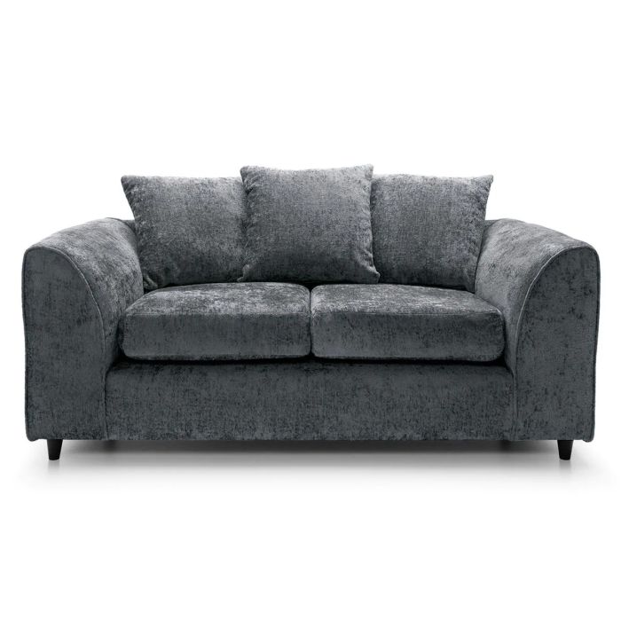 2 Seater Sofa - HENRY Crushed Chenille Fabric Sofa - Dark Grey