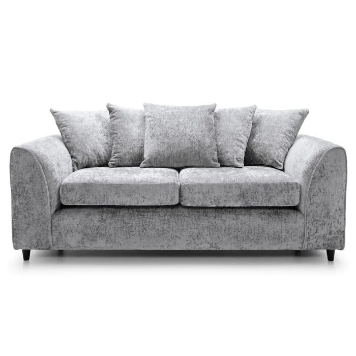 3 Seater Sofa - HENRY Crushed Chenille Fabric Sofa - Light Grey