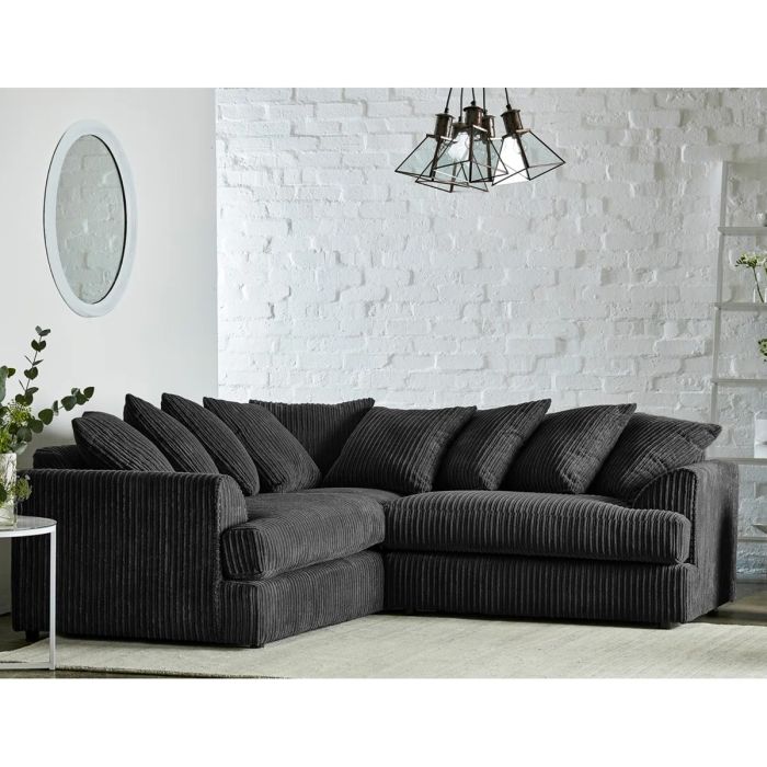 Jasper Jumbo Cord Corner Sofa - Black