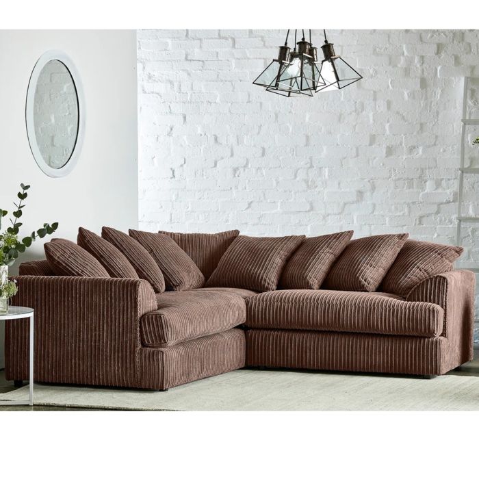 Jasper Jumbo Cord Corner Sofa - Brown