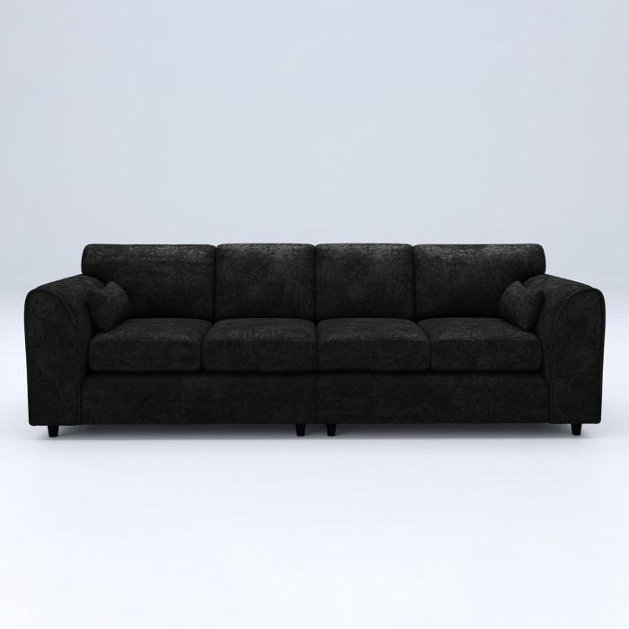 LORVANI Fabric 4 Seater Fullback Sofa - Black
