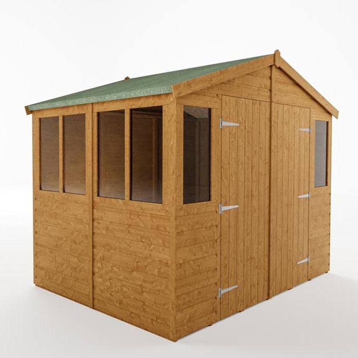 Rowlinson Double Door Workshop Garden Shed with Styrene Glazed Windows Shiplap Cladding - 9x6
