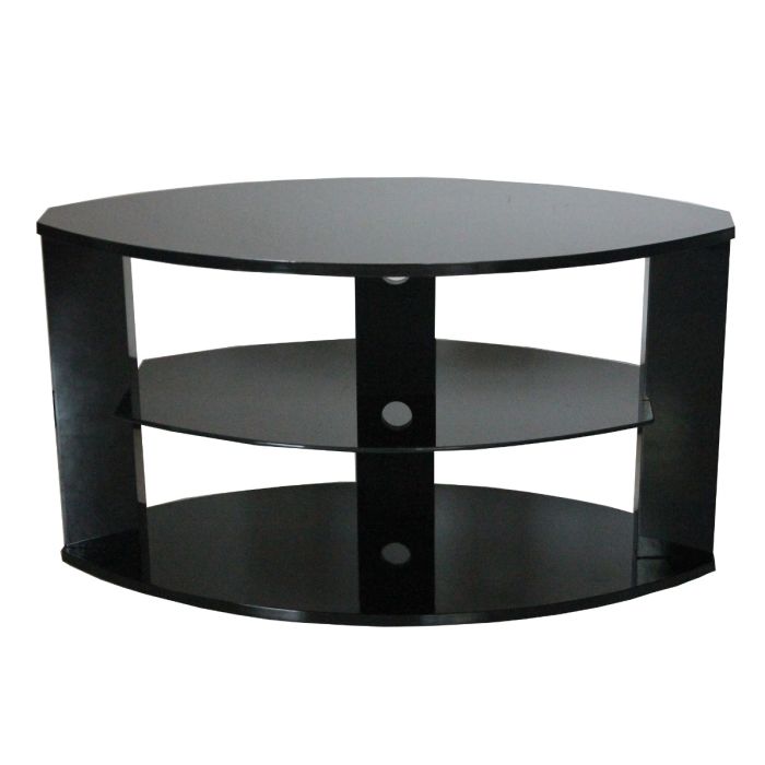Oval 3-Shelf Black TV Stand