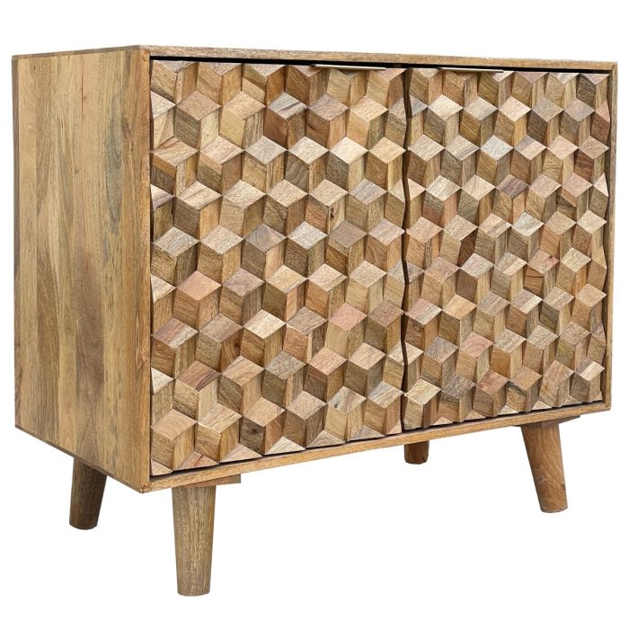 Geometric Design Scandinavian Style Legs Small Sideboard with 2 Doors - Brown