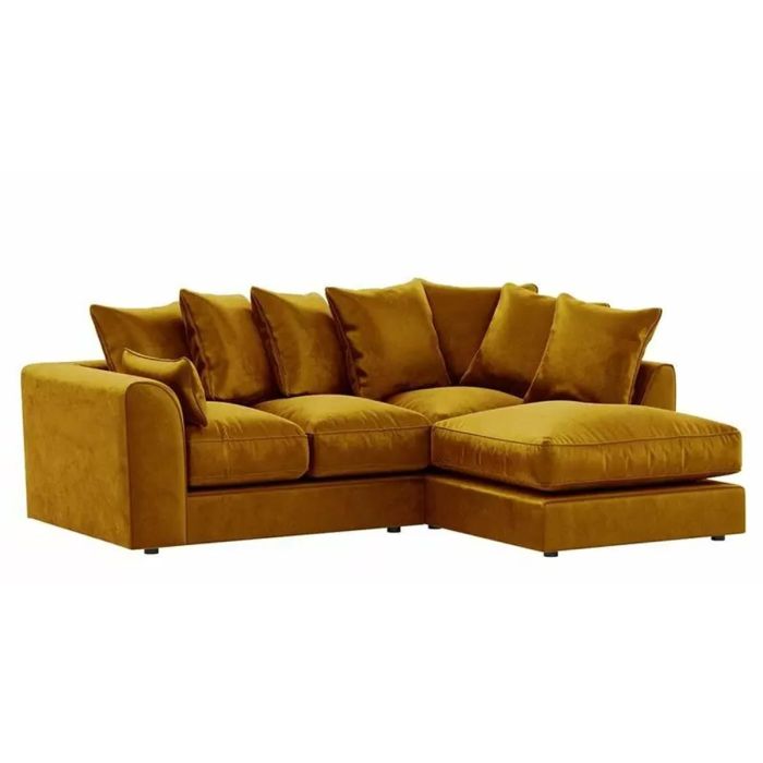 Blake Mustard Plush Velvet Corner Sofa - Right and Left Arm