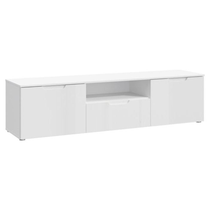 Arun High Gloss 2 Door TV Unit with Drawer - White