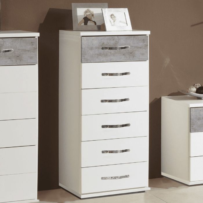 White Chest of Drawers - RADNOR Tallboy Medium Chest  6 Drawers
