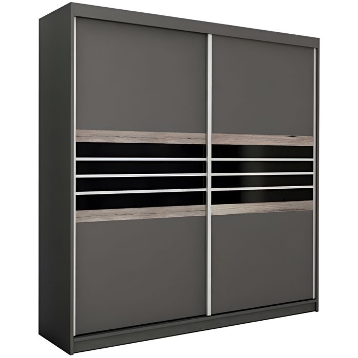 Dacorum Sliding Door 203cm Wardrobe Glass Stripes - Black