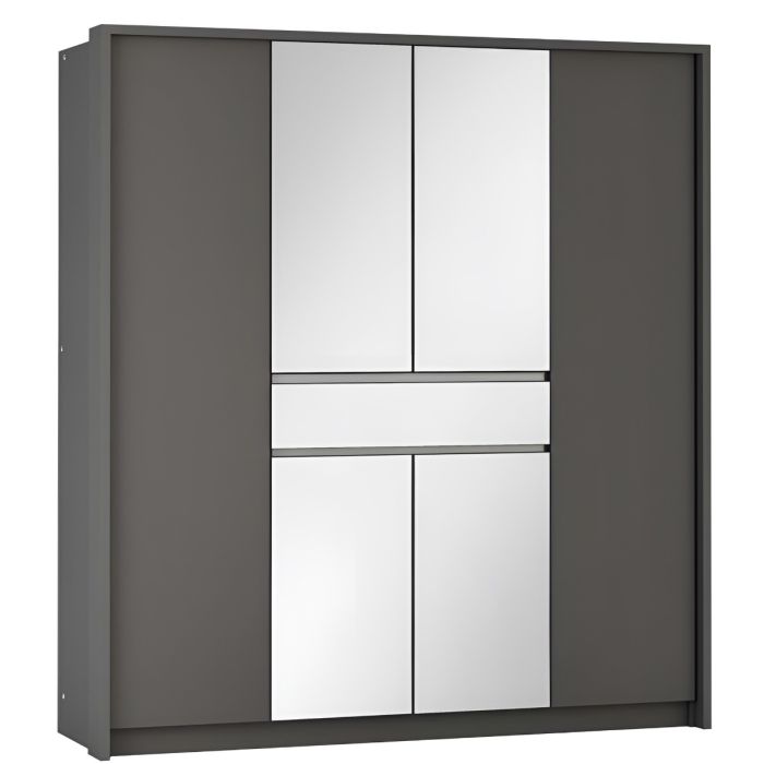 Wardrobe - WAVERLEY 6 Door Wardrobe Graphite 200cm