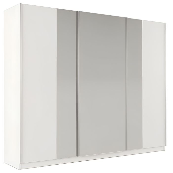 Lothian 3 Sliding Door 250cm Wardrobe with Mirror - White