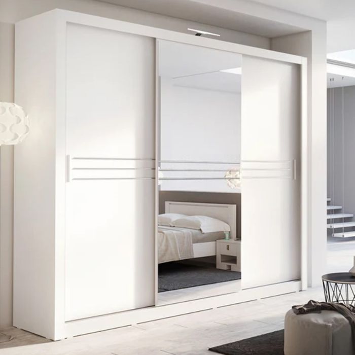 Wardrobe - HIROKO 3 Door Sliding Wardrobe White 250cm