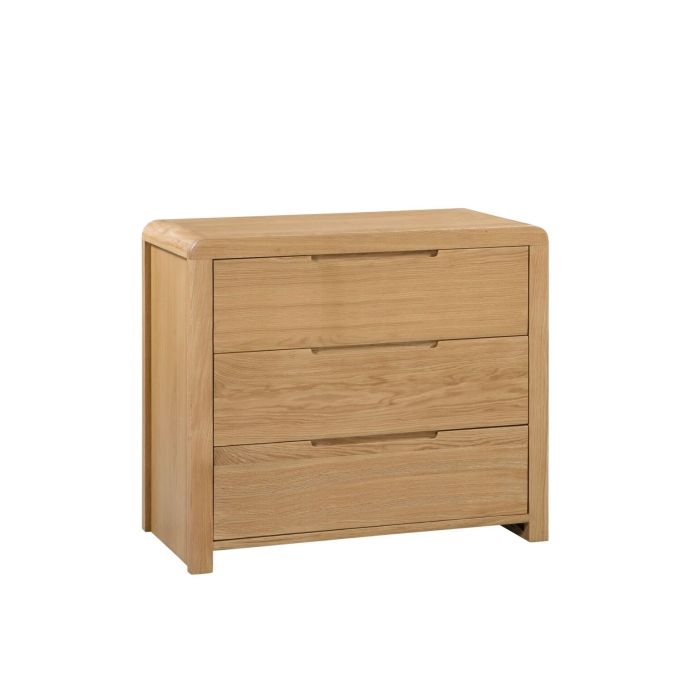 Curve 3 Drawer Storage Chest - Oak