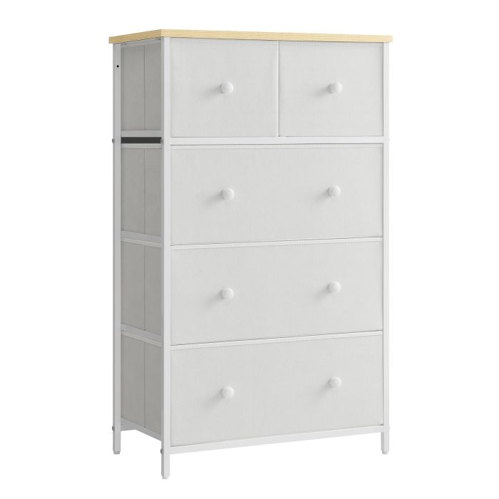 LUMSO White Chest of Drawer - Medium-sized, 5 Drawers
