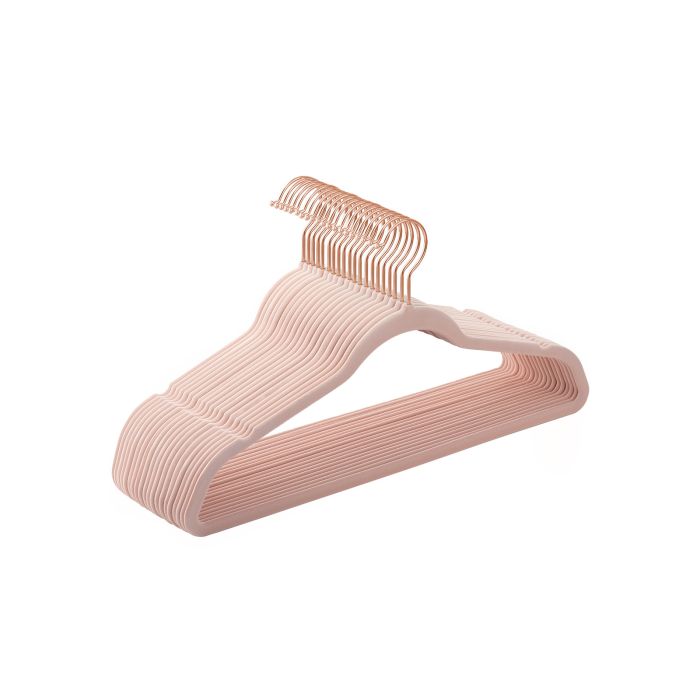 Set of 20 Pink Velvet Hangers with Swivel Hook