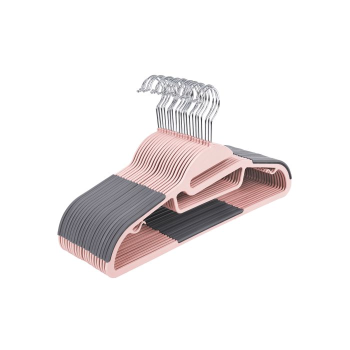 Pack of 20 Pink & Grey Plastic Coat Hangers