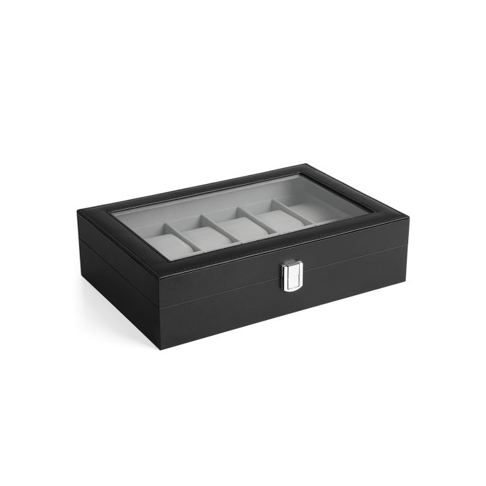 Black 12-Slot Watch Box