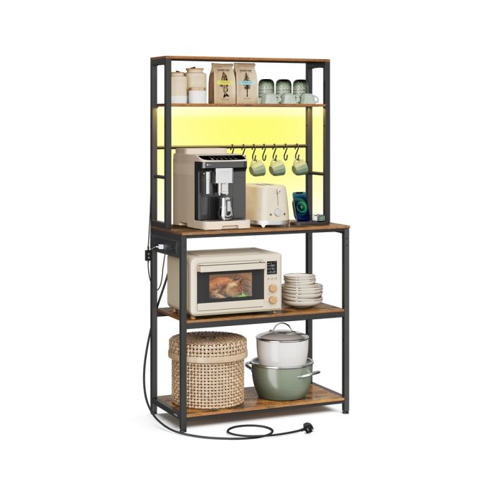 FERNHAVEN Kitchen Utensil Racks with LED Lights - Brown and Black