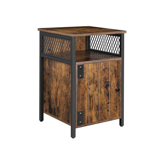 Side Table with Open Shelf and Storage Cabinet