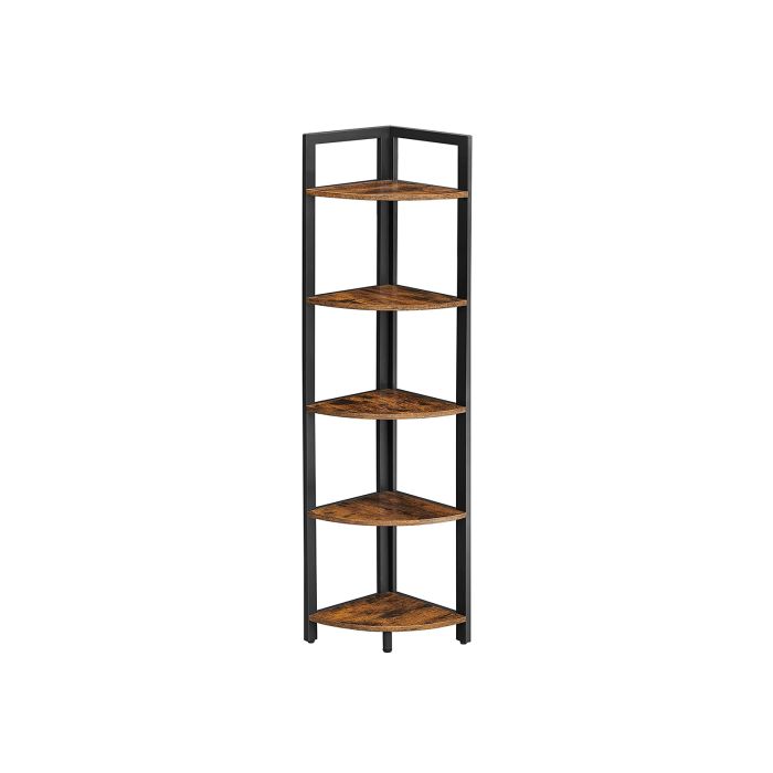 Industrial Brown 5-tier Free Standing Corner Shelf