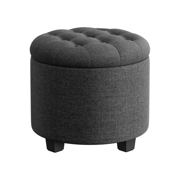 ALDERSHORE Round Ottoman Seat with Storage and Footrest - Grey