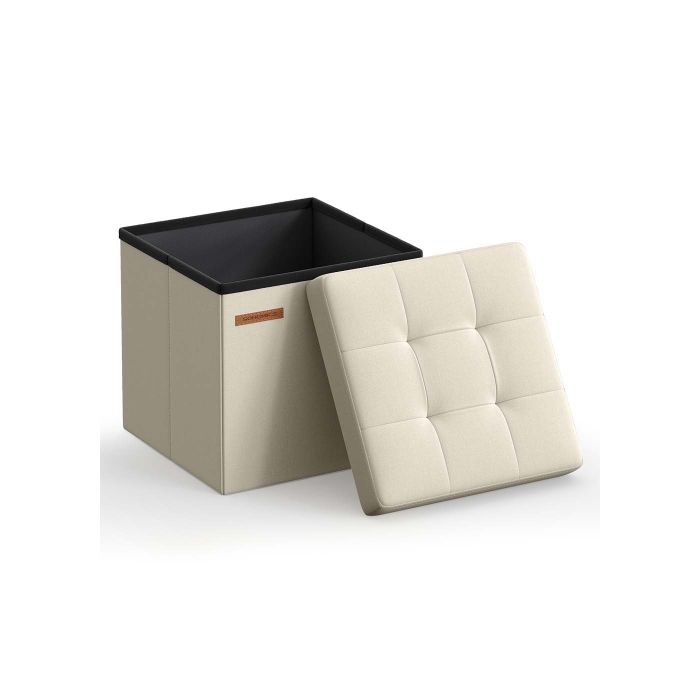 Storage Ottoman - VELSO Foldable Small Storage Ottoman 30 x 30 cm - White