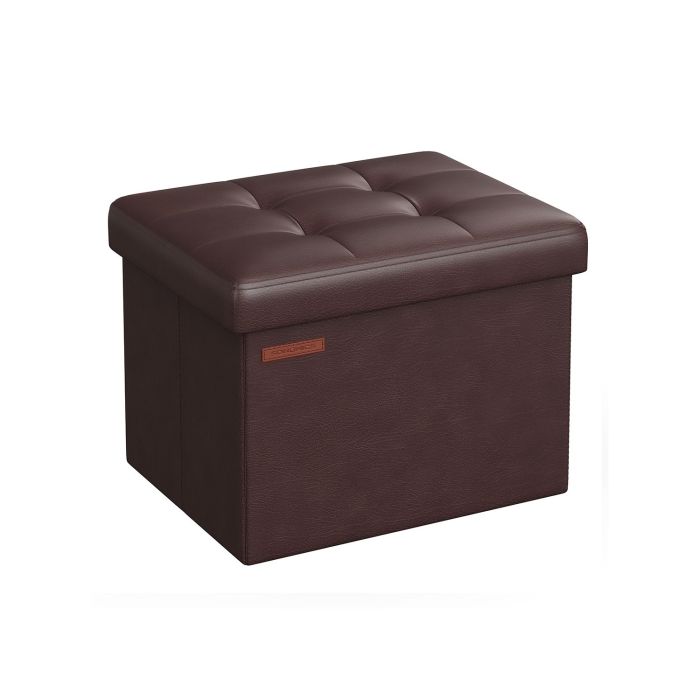 Ottoman Foot Rest - VELSO Foldable Small Chestnut Brown