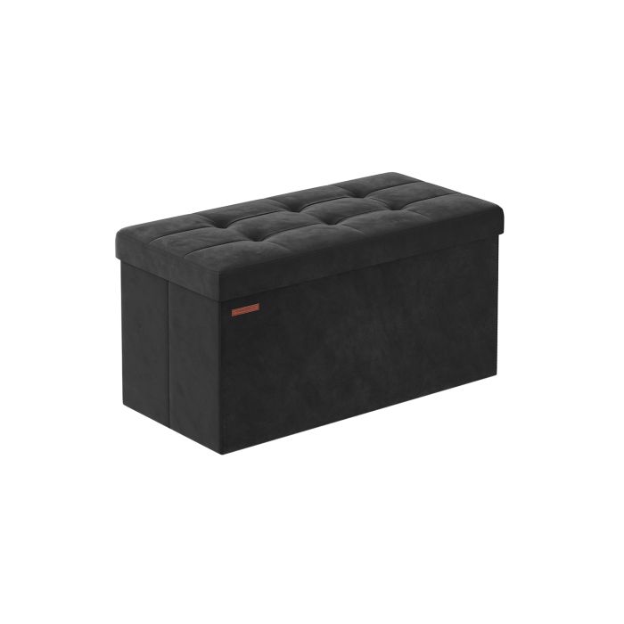 38 x 76 x 38 cm Foldable Storage Ottoman Bench Ink Black