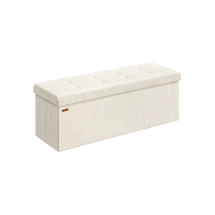 Storage Ottoman Bench - VELSO Foldable Foot Rest Bench - White