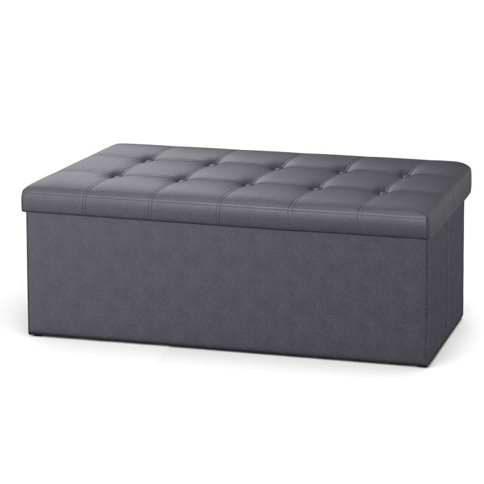 BRAMBLECREST Folding Storage Bench Ottoman Seat with Internal Storage - Grey