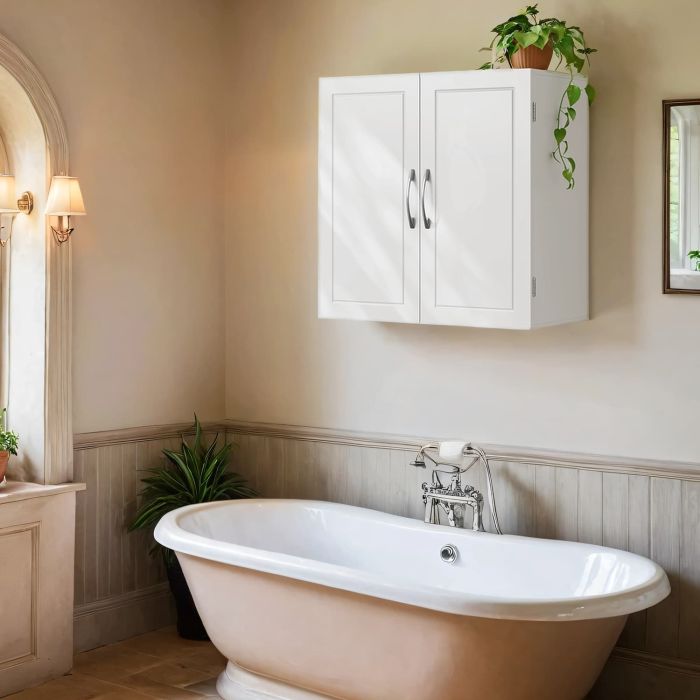 Bathroom Wall Cabinet - MARDA Wall Mounted Storage 18 x 60 x 60 cm - White